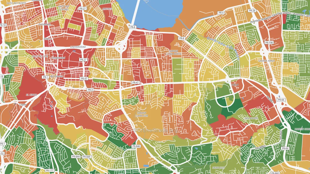 Parcelas Hill Brothers, San Juan, PR Map of Theft Rates
