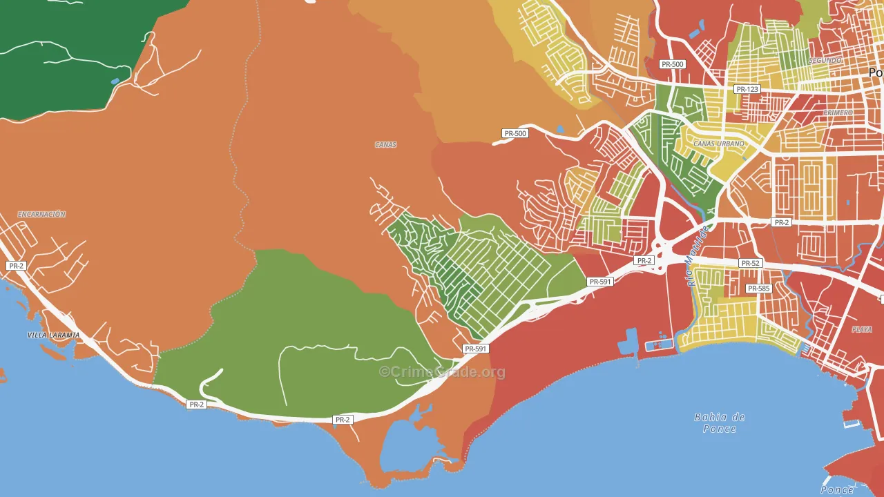 Parcelas Nueva Vida, Ponce, PR Map of Theft Rates