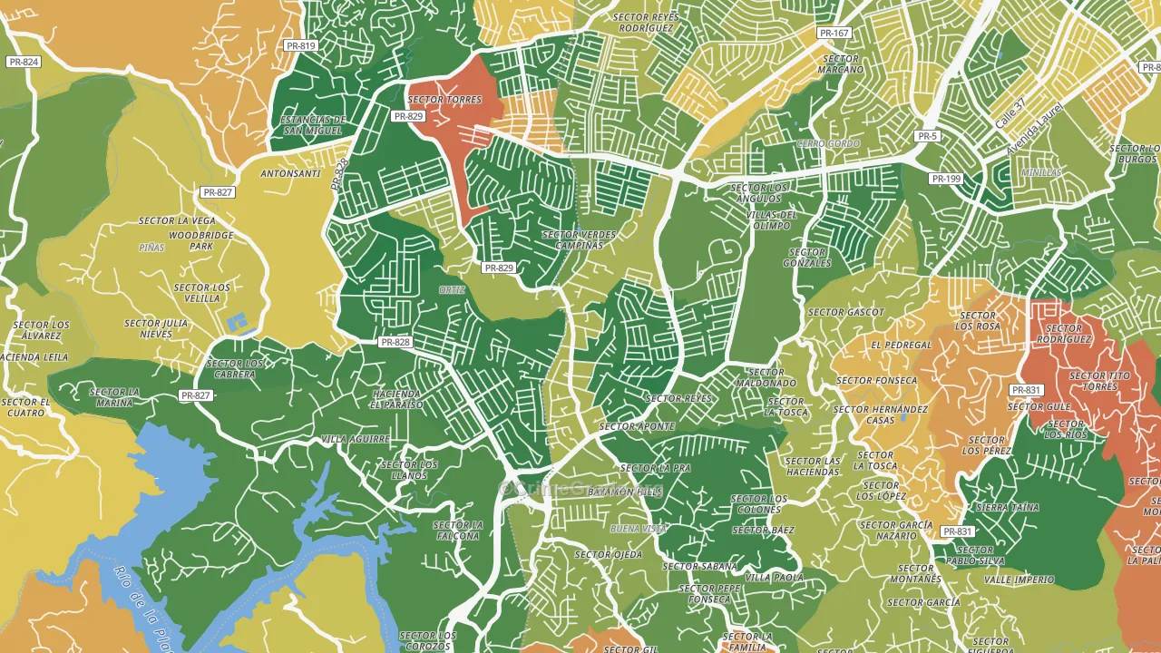 Parcelas van Scoy, Bayamon, PR Map of Theft Rates
