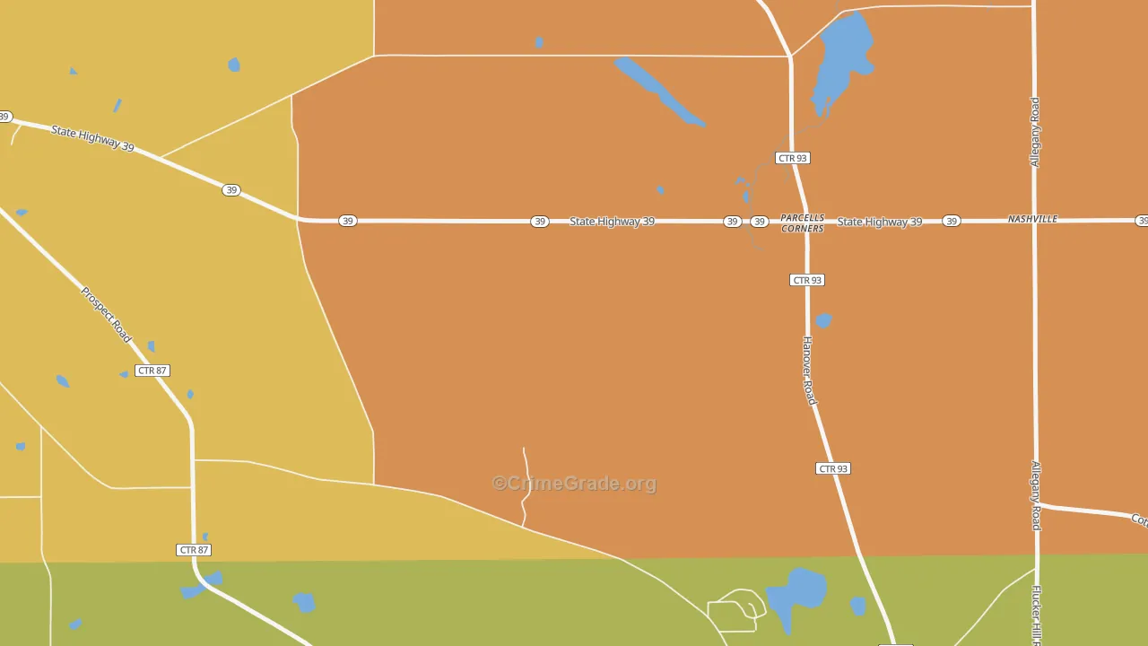 Parcells Corner, NY Map of Theft Rates