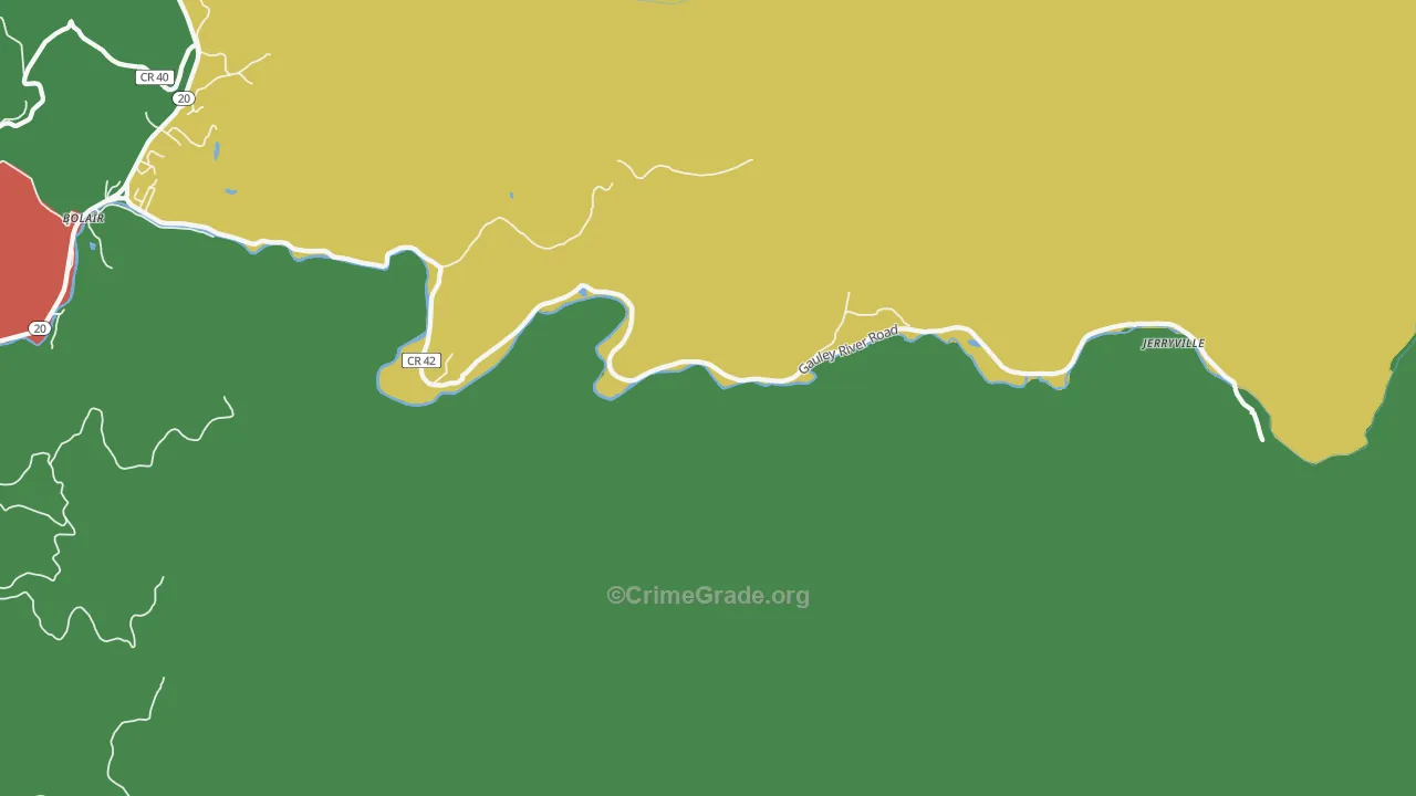 Parcoal, WV Map of Theft Rates