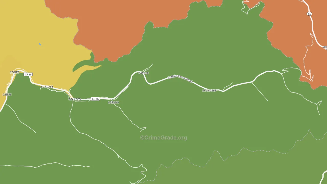 Pardee, WV Map of Theft Rates
