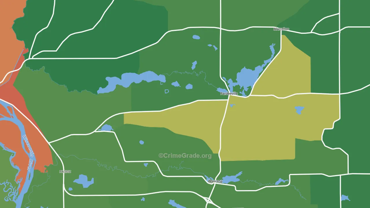 Pardeeville, WI Map of Theft Rates
