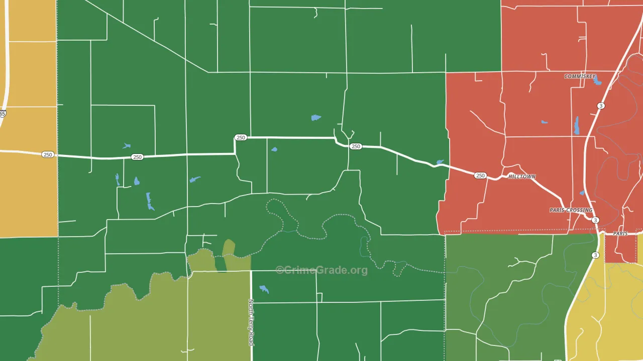 Paris Crossing, IN Map of Theft Rates