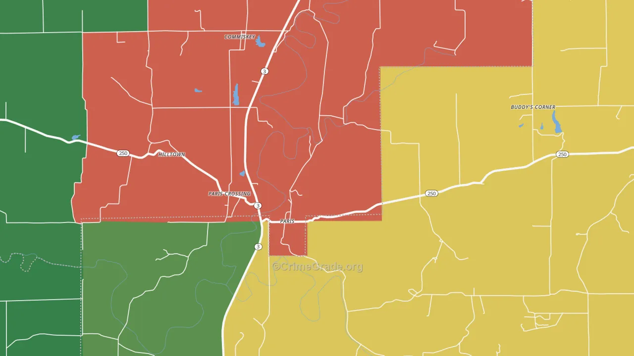 Paris, IN Map of Theft Rates