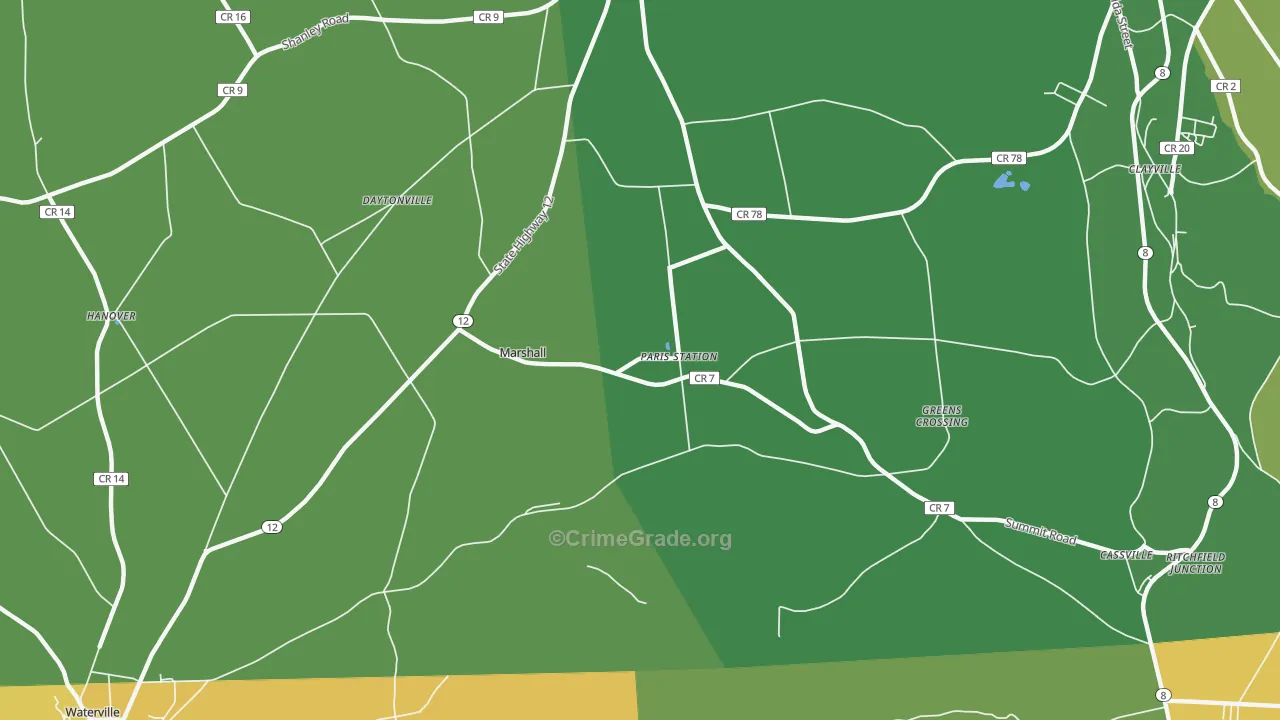 Paris Station, NY Map of Theft Rates