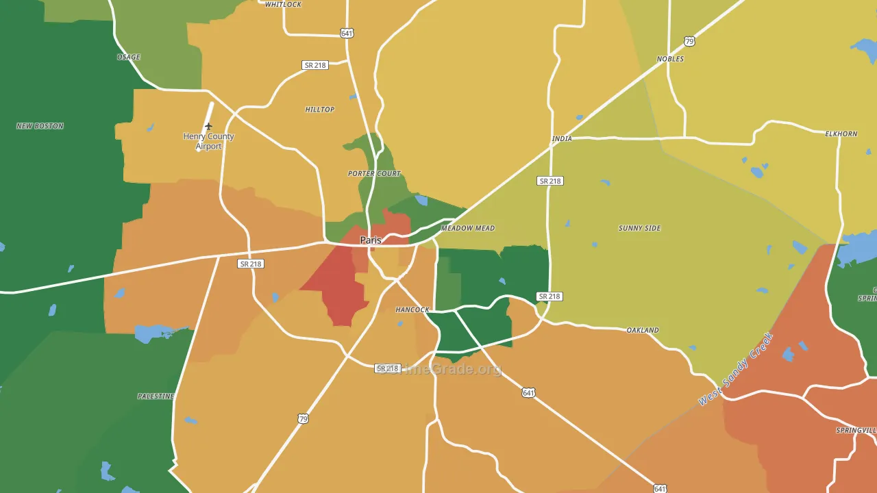 Paris, TN Map of Theft Rates