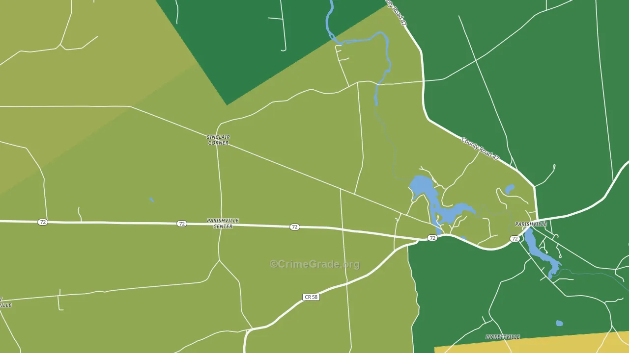 Parishville Center, NY Map of Theft Rates