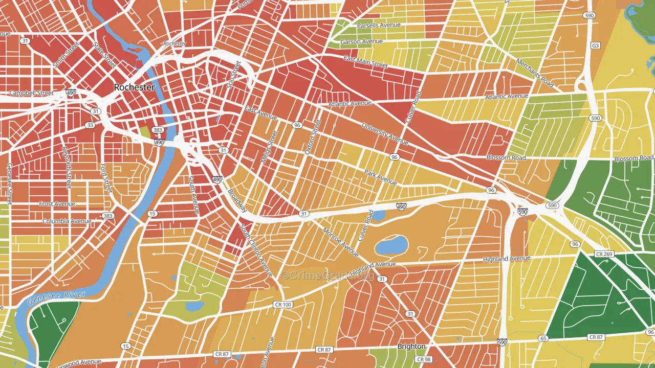 Park Avenue, Rochester, NY Map of Theft Rates