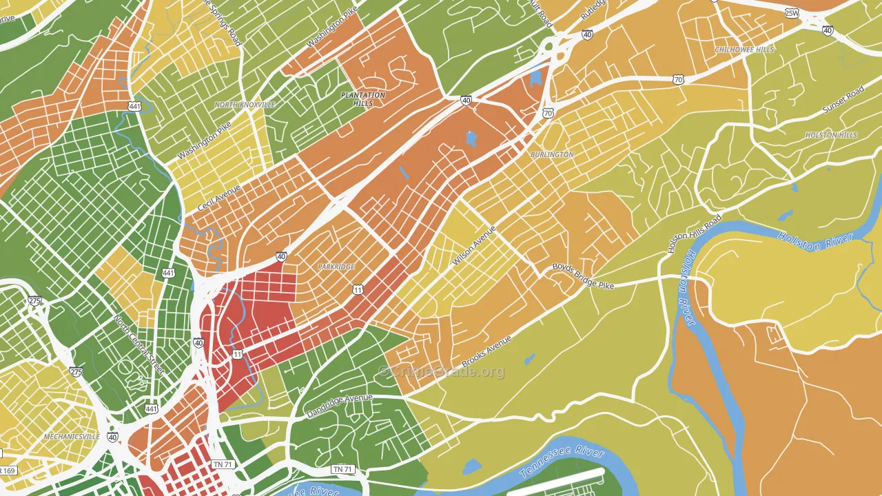 Park City, Knoxville, TN Map of Theft Rates