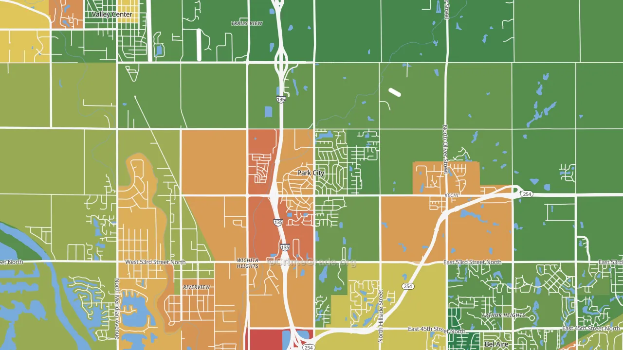 Park City, KS Map of Theft Rates