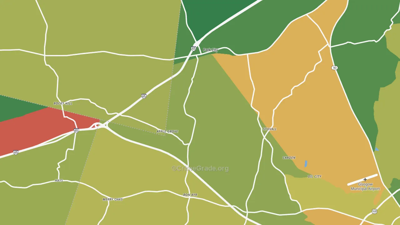 Park City, KY Map of Theft Rates