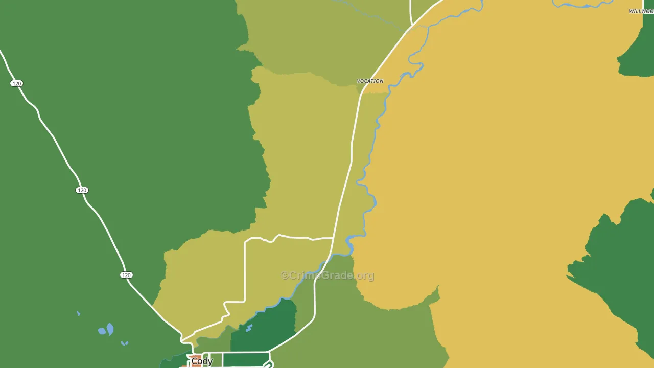 Park County, WY Map of Theft Rates