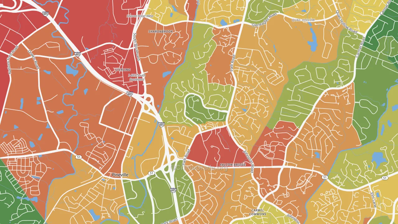 Park Crossing, Charlotte, NC Map of Theft Rates
