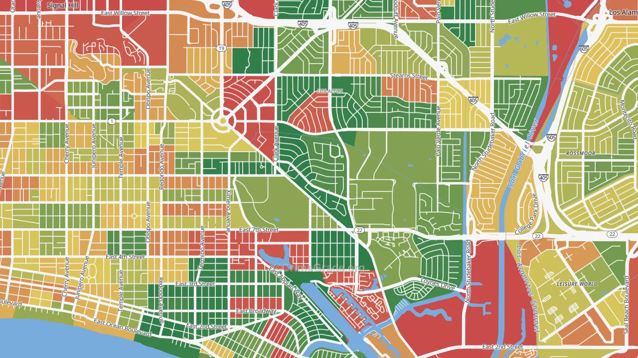 Park Estates, Long Beach, CA Map of Theft Rates