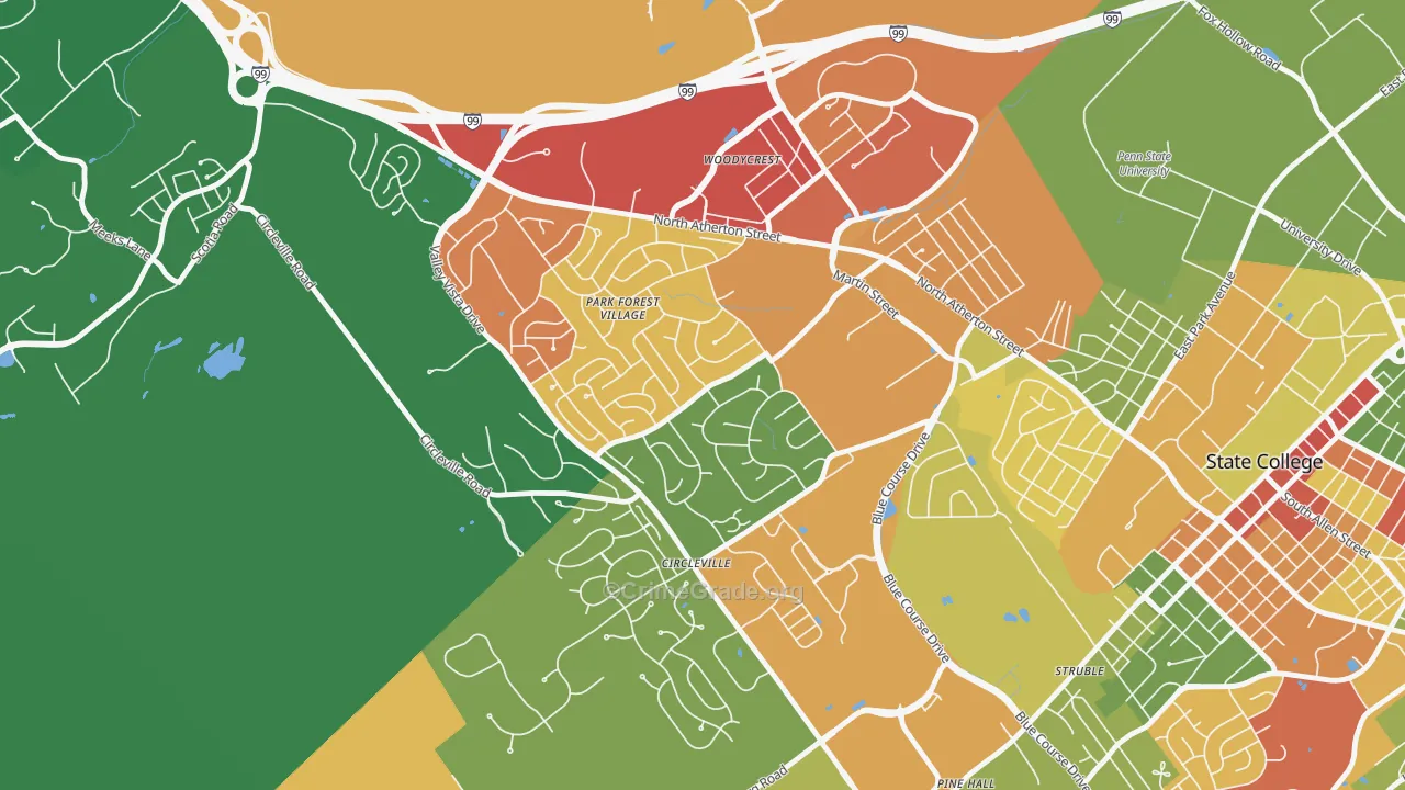 Park Forest Village, PA Map of Theft Rates