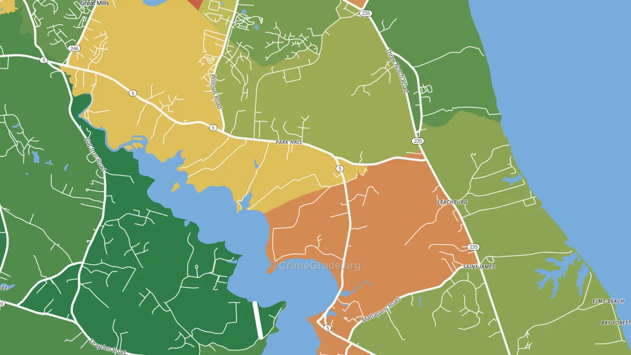 Park Hall, MD Map of Theft Rates