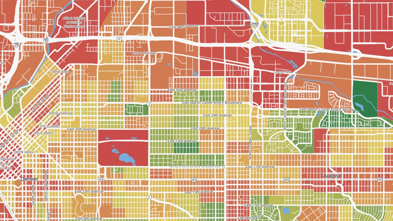 Park Hill, Denver, CO Map of Theft Rates