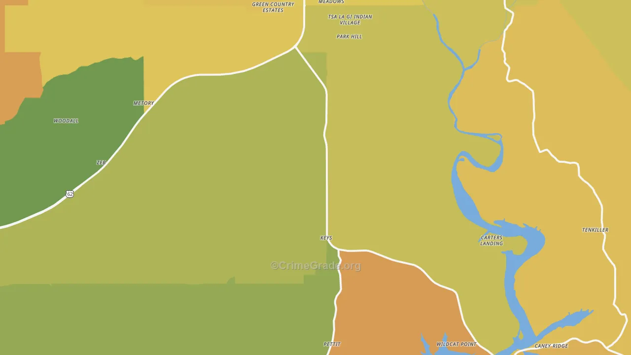 Park Hill, OK Map of Theft Rates