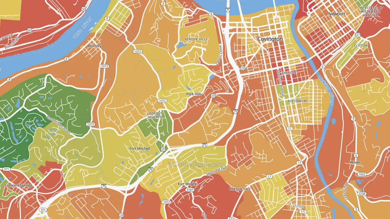 Park Hills, KY Map of Theft Rates