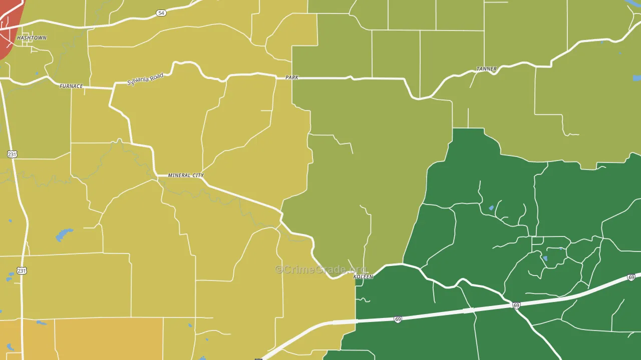 Park, IN Map of Theft Rates