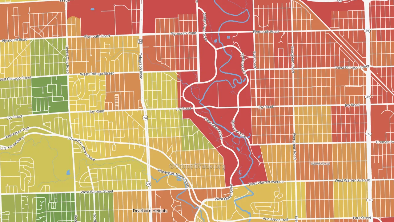 Park, Redford, MI Map of Theft Rates