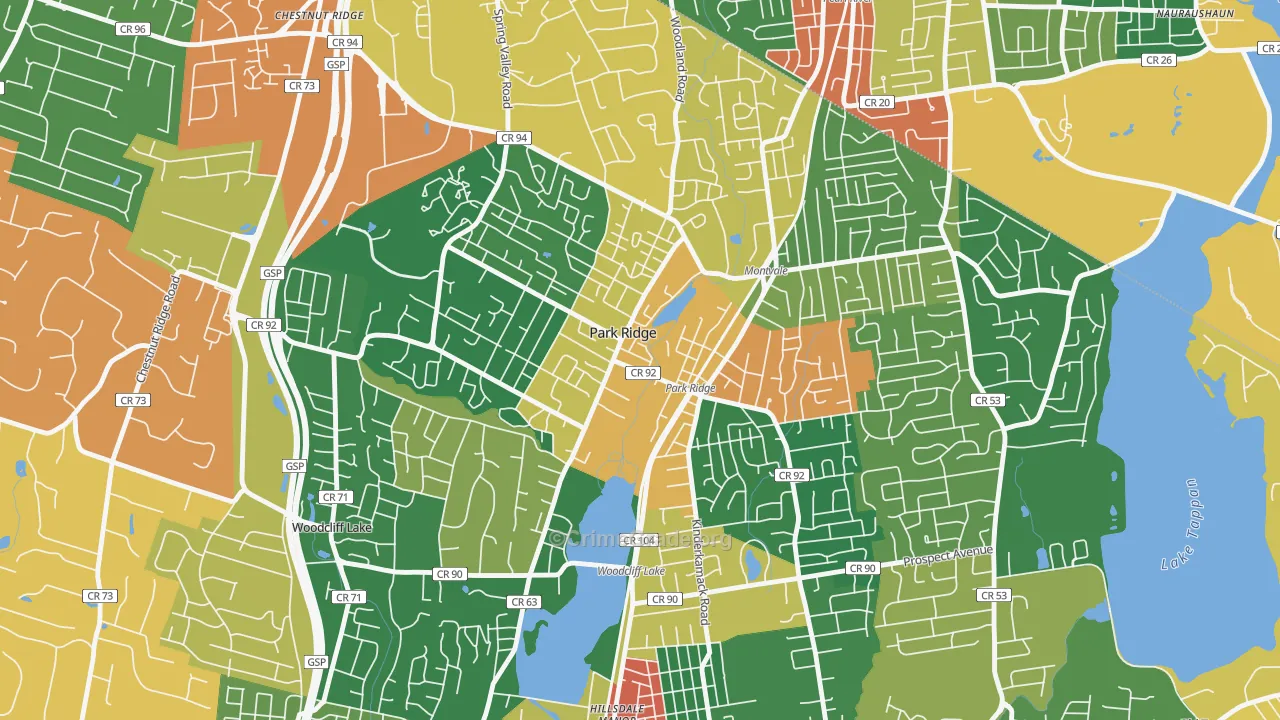 Park Ridge, NJ Map of Theft Rates