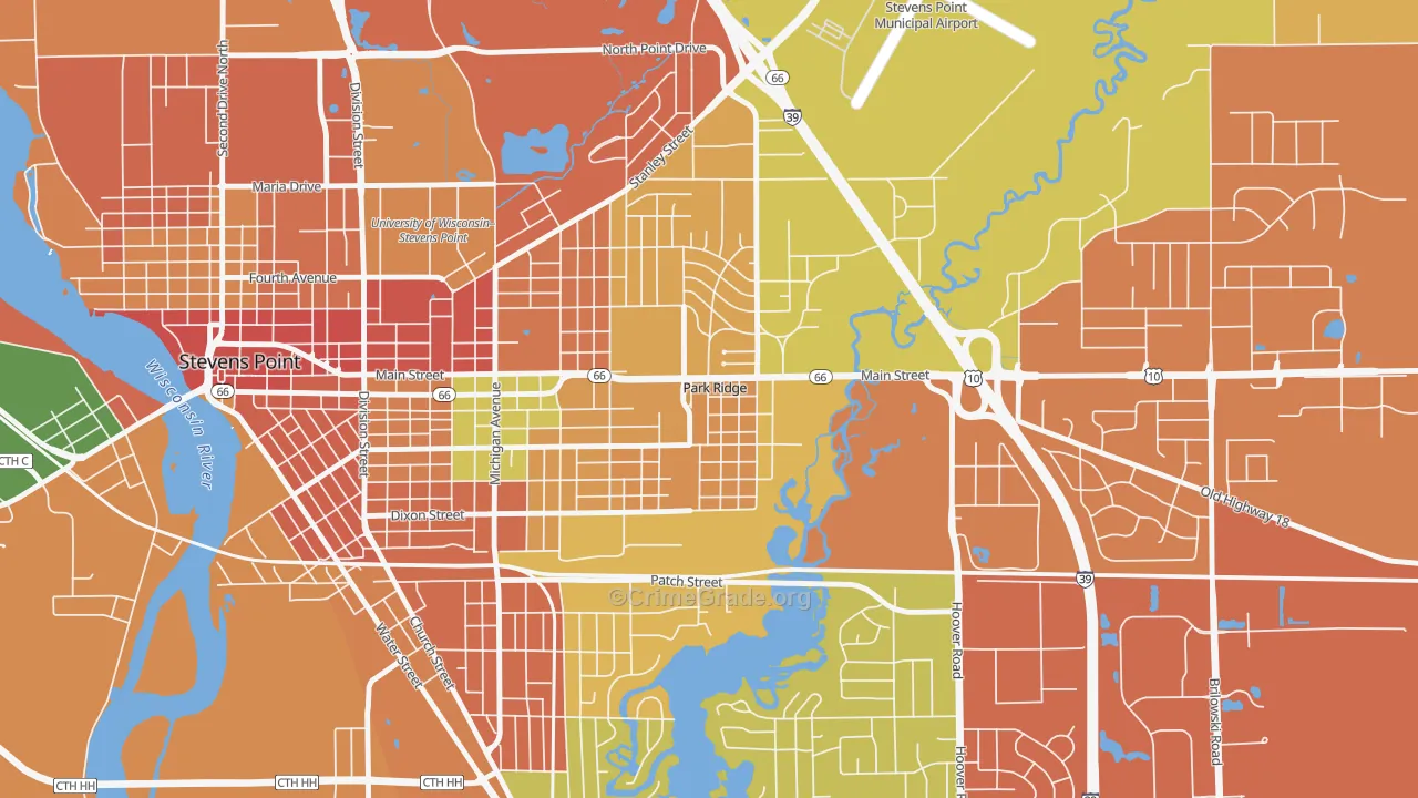 Park Ridge, WI Map of Theft Rates