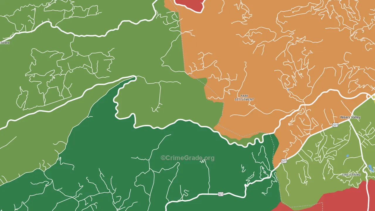 Park Settlement, TN Map of Theft Rates