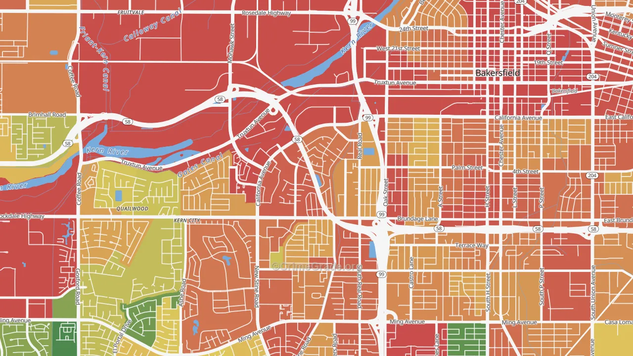 Park Stockdale, Bakersfield, CA Map of Theft Rates