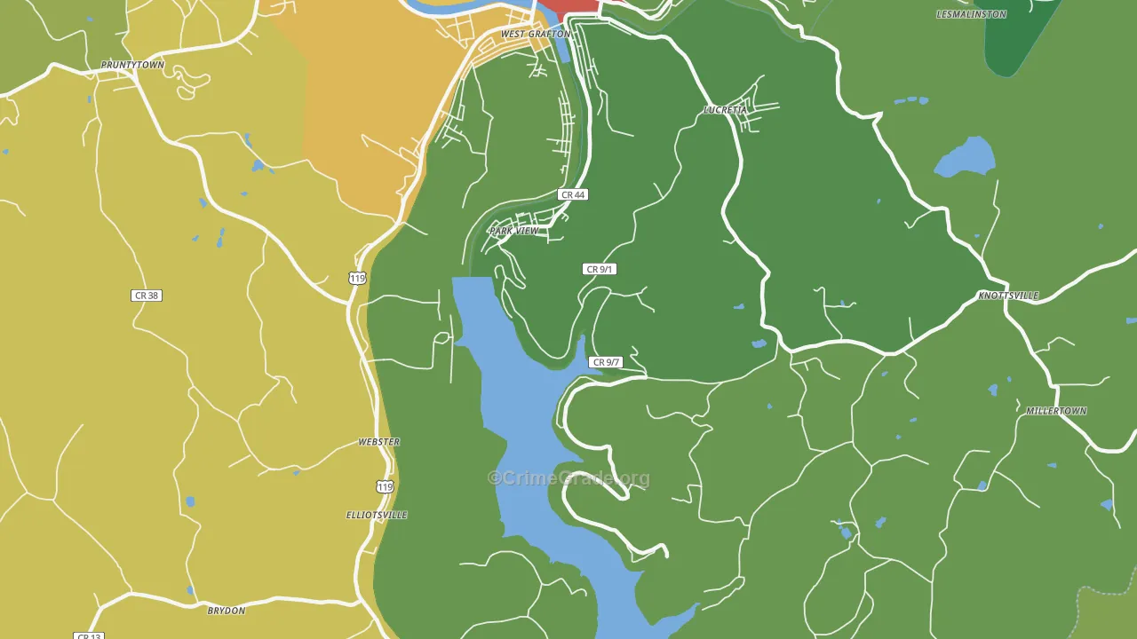 Park View, WV Map of Theft Rates