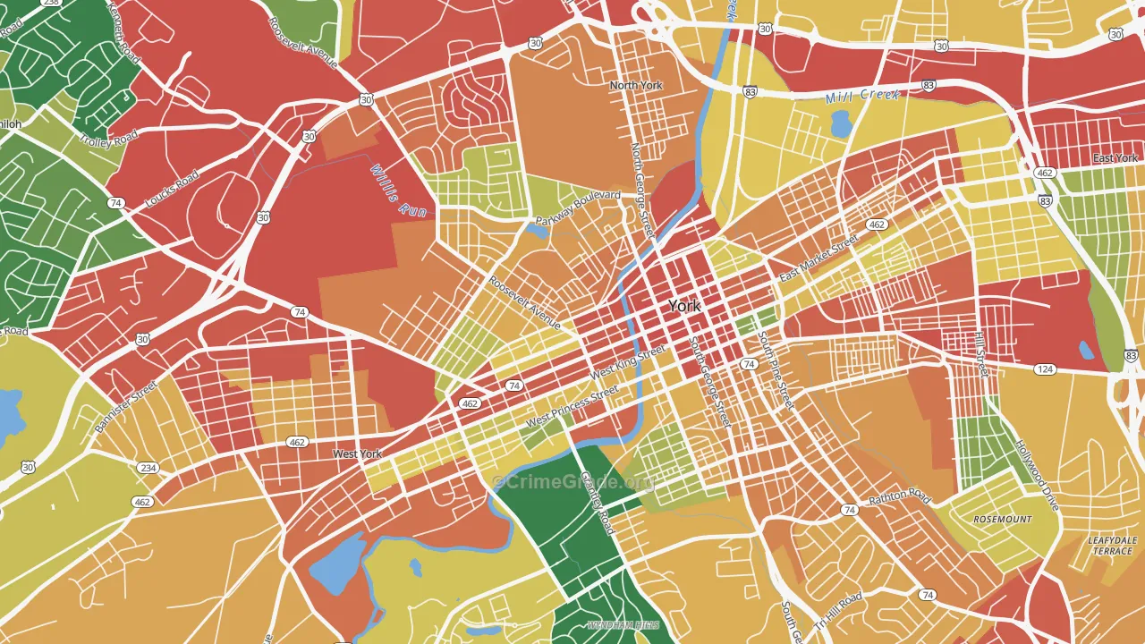 Park Village, York, PA Map of Theft Rates