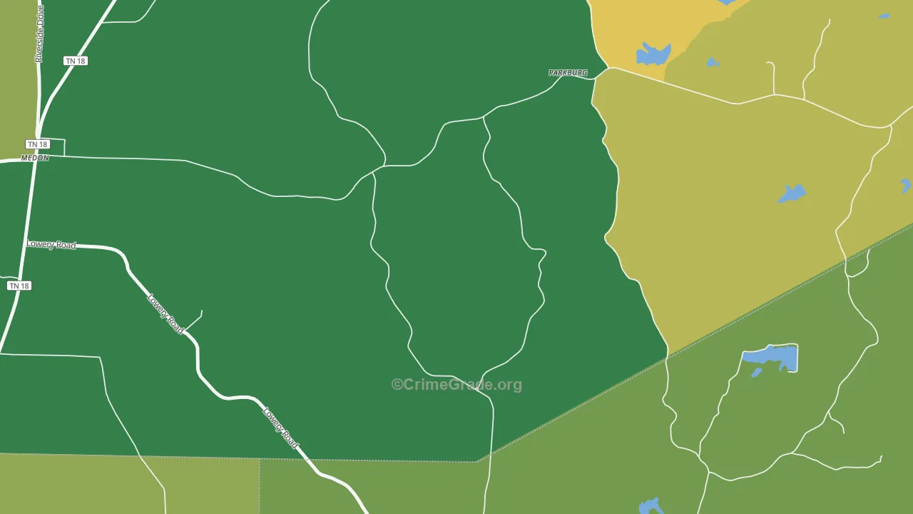 Parkburg, TN Map of Theft Rates