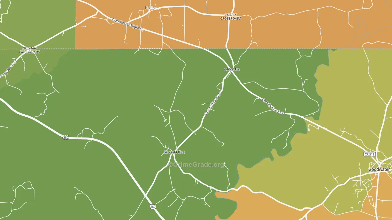 Parkdale, AL Map of Theft Rates