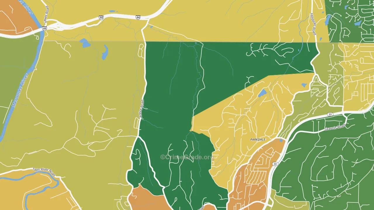 Parkdale, MO Map of Theft Rates