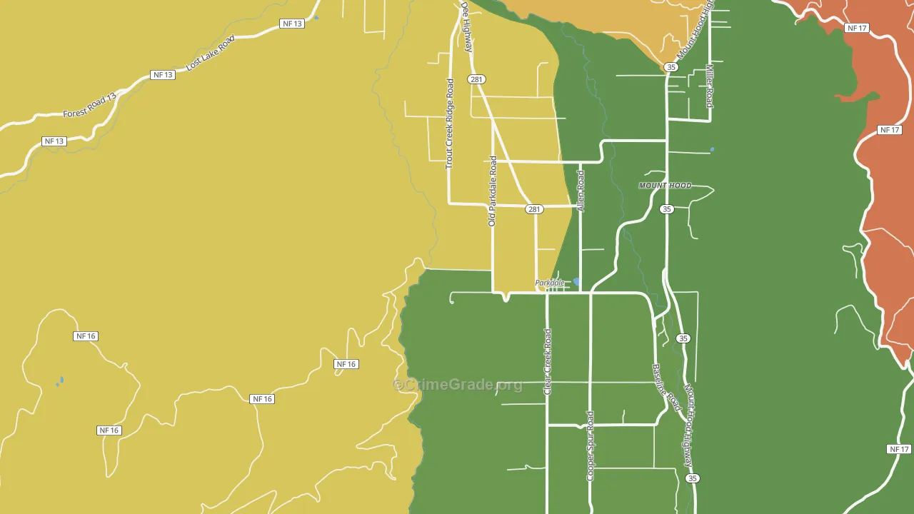 Parkdale, OR Map of Theft Rates
