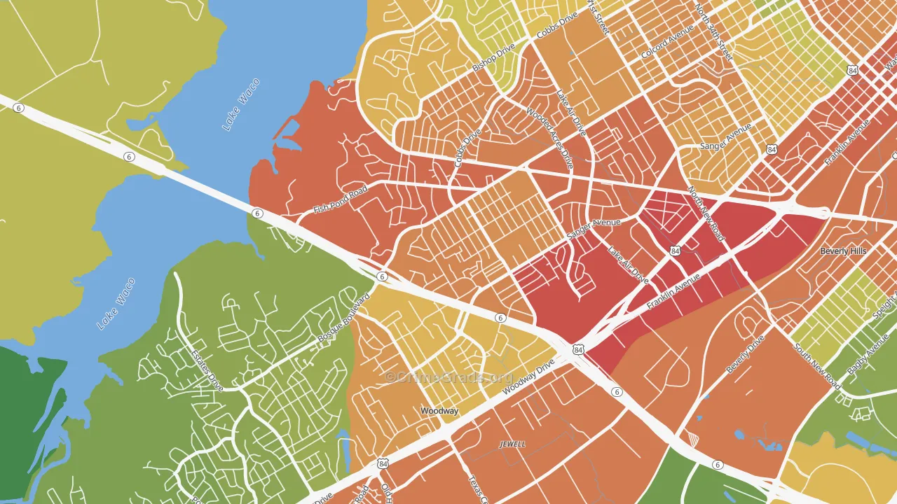 Parkdale Viking Hills, Waco, TX Map of Theft Rates