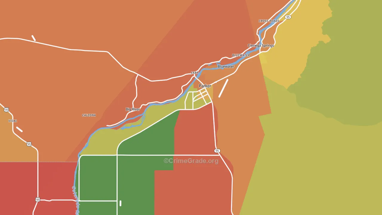 Parker, AZ Map of Theft Rates