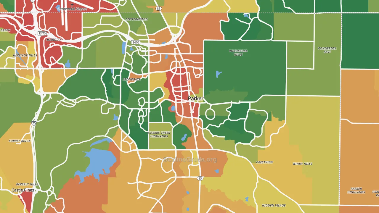 Parker, CO Map of Theft Rates