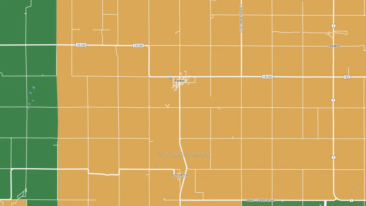 Parker, KS Map of Theft Rates