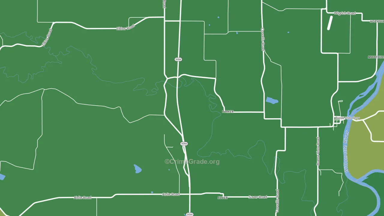 Parker, OR Map of Theft Rates