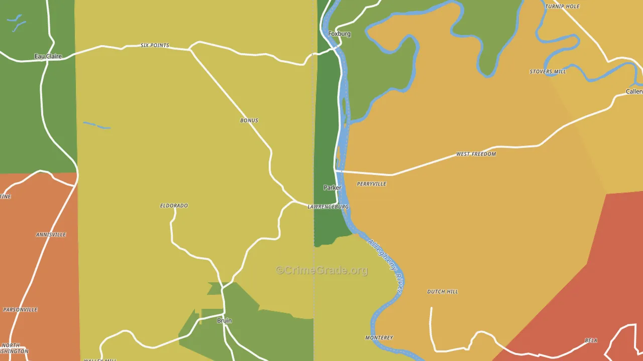 Parker, PA Map of Theft Rates