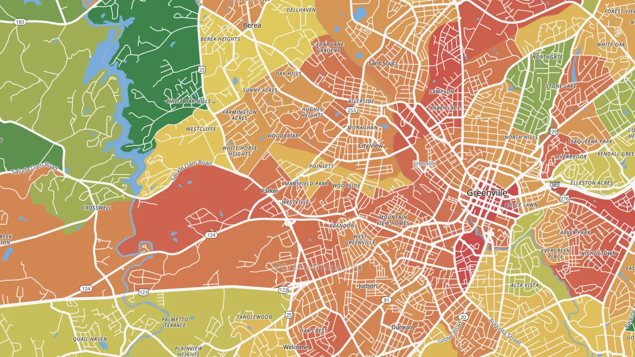 Parker, SC Map of Theft Rates