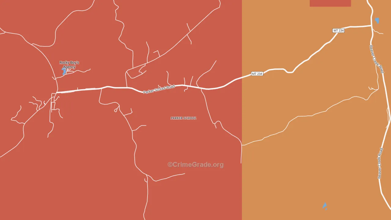 Parker School, MT Map of Theft Rates