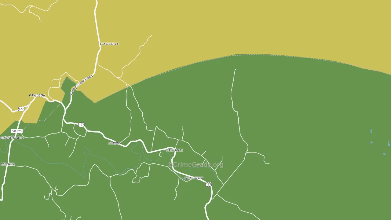 Parker, TN Map of Theft Rates