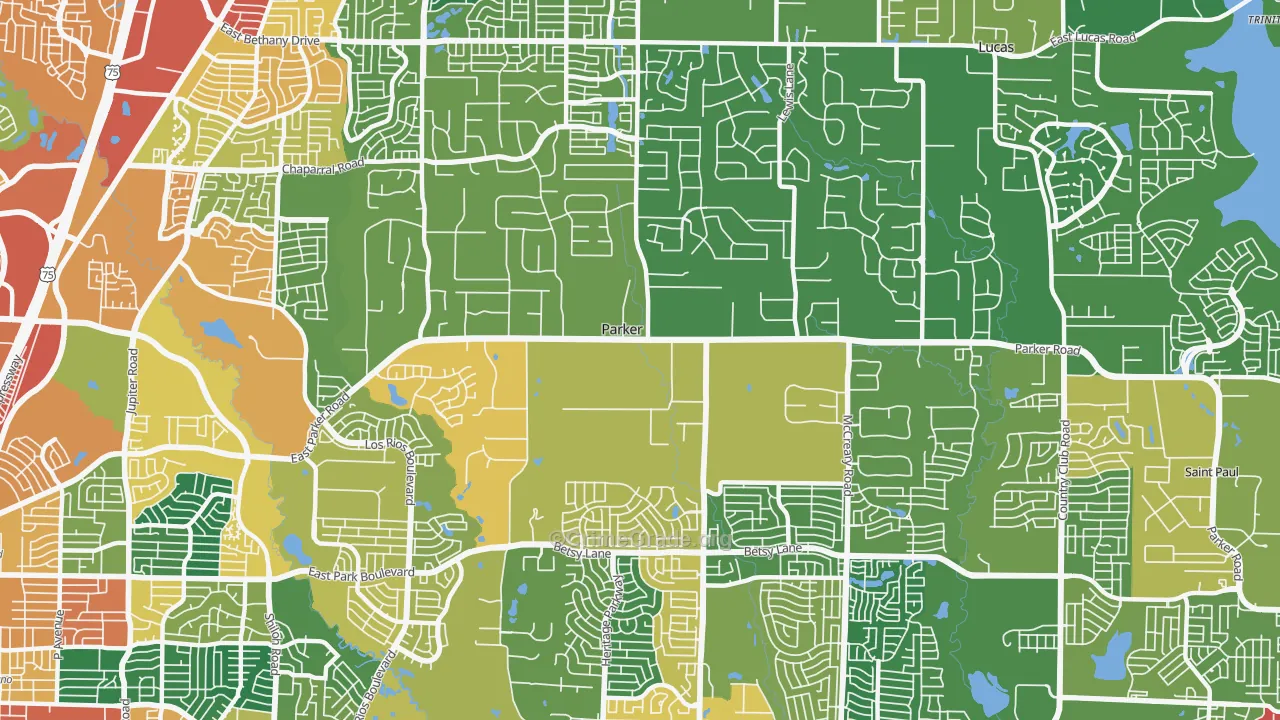 Parker, TX Map of Theft Rates