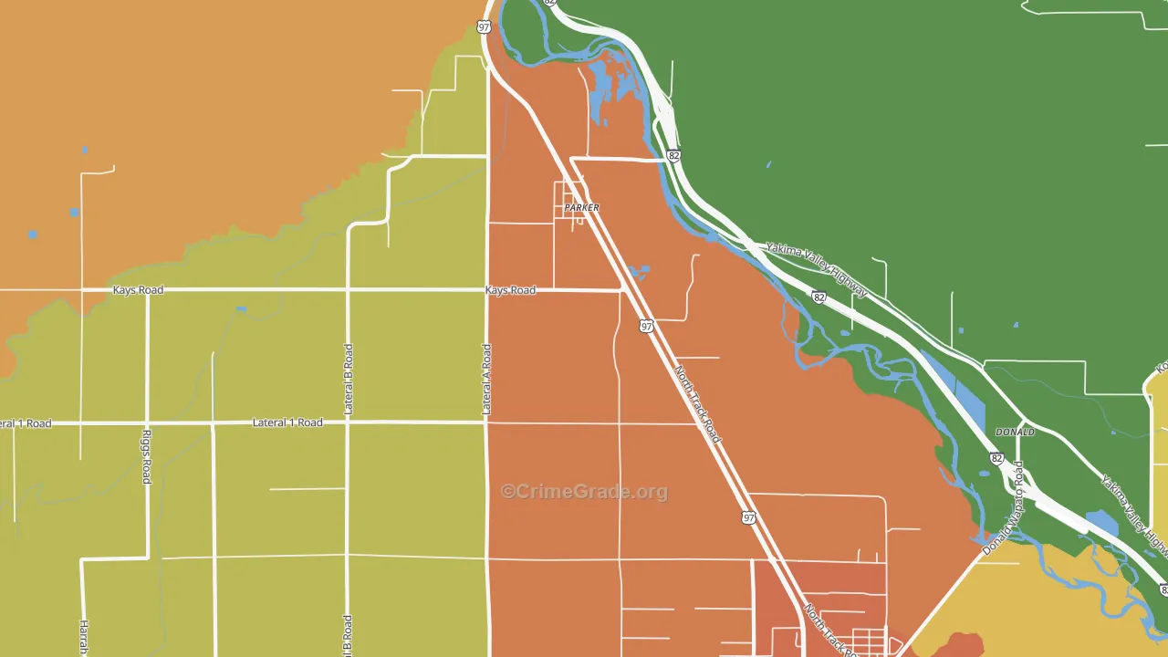 Parker, WA Map of Theft Rates