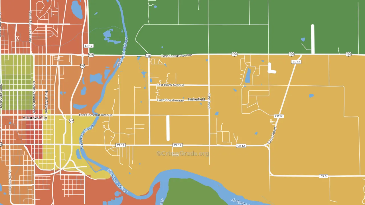 Parkerfield, KS Map of Theft Rates