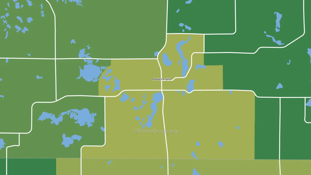 Parkers Prairie, MN Map of Theft Rates