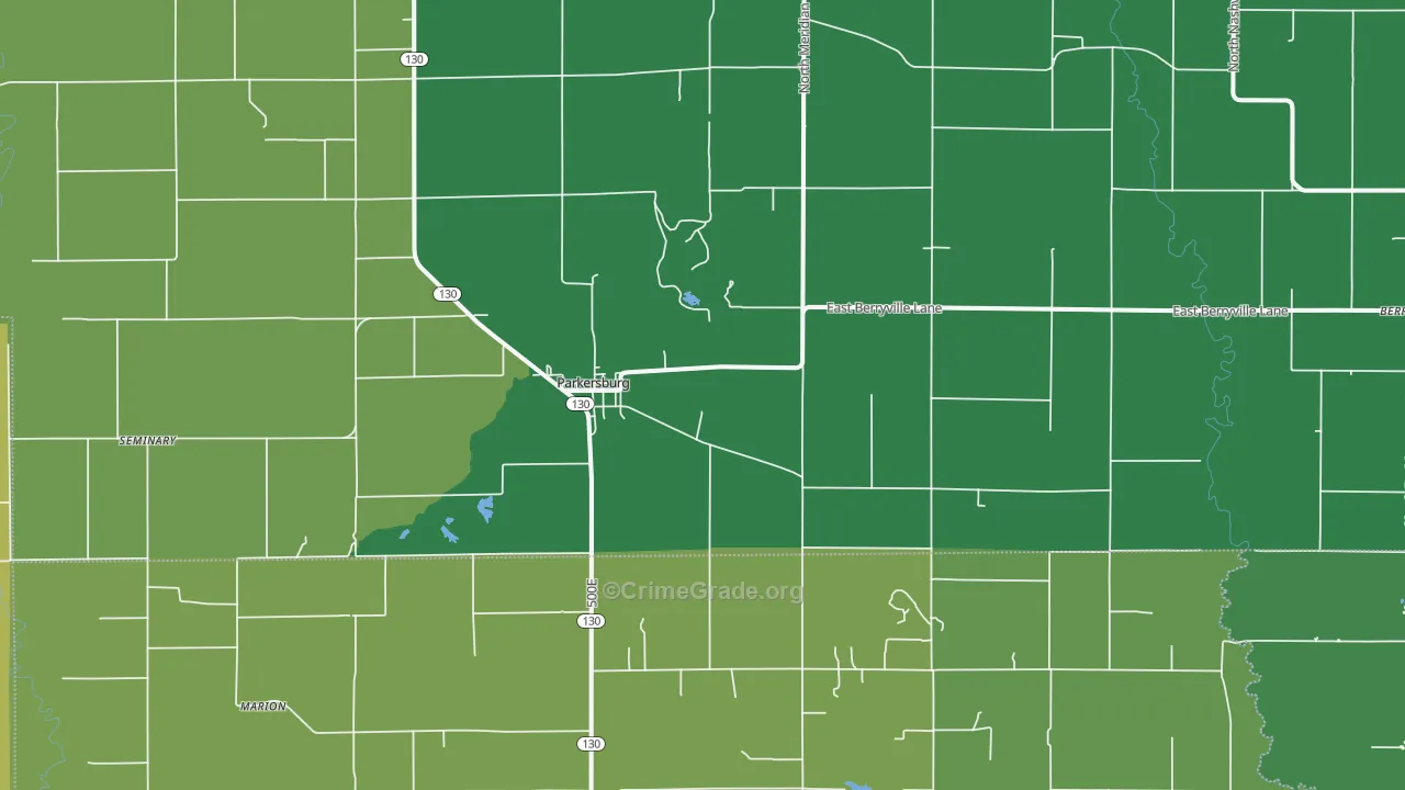 Parkersburg, IL Map of Theft Rates